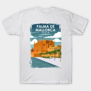 Palma De Mallorca Spain Vintage Minimal Retro Travel Poster T-Shirt
